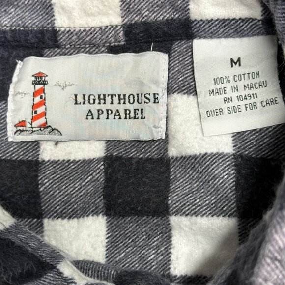 * SOLD * Black & White Plaid Flannel Shirt with Snowman Size M Excellent - Picture 6 of 6
